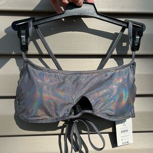Holographic bralette. Shimmer top. Swimwear. Rave top. Rainbow shimmer.